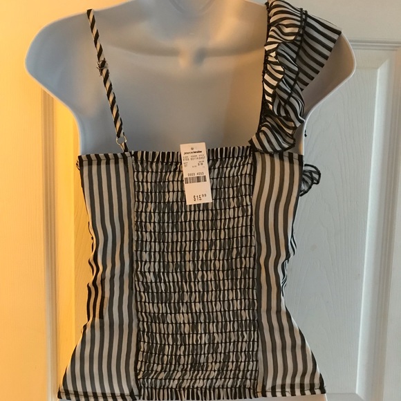 Striped Ruffle Shoulder Top - Picture 3 of 4